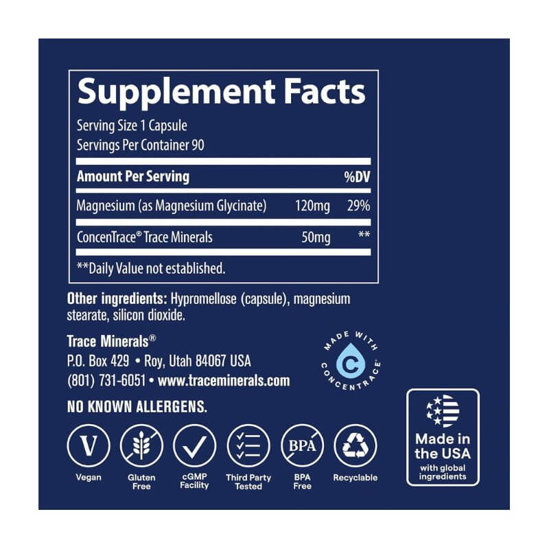 Trace Minerals Magnesium Glycinate with Concentrace Minerals Label