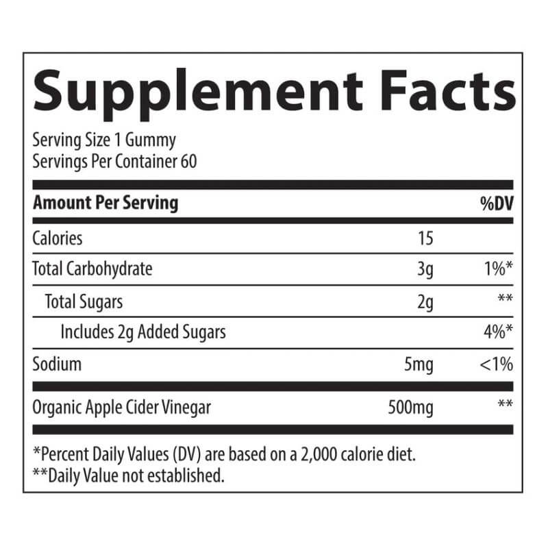 Trace Minerals Apple Cider Vinegar Gummies label