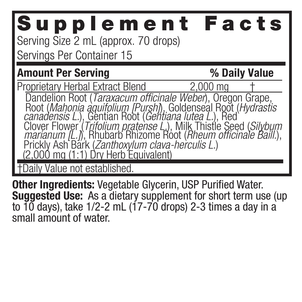 natures answer liver support tincture label