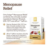 Solgar Menopause Relief Saffron Siberian Rhubarb Extract Label