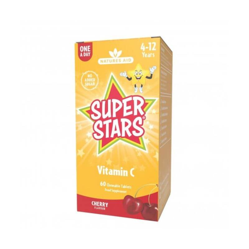 Natures Aid Kids Super Stars Vitamin C Cherry Flavour Chewable 60s